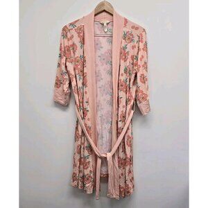 Matilda Jane Dream Chasers Winding Down Peach Floral Sleep Stretch Robe Womens M